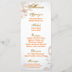 25 Menu Cards Peacock Fall Filigree Autumn Swirl