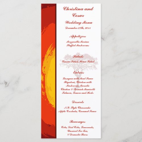 25 Menu Cards Red Sunset in Africa