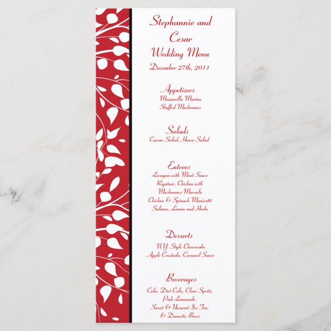 25 Menu Cards Winter Gray/Red Tree (Front)