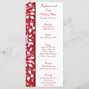 25 Menu Cards Winter Gray/Red Tree