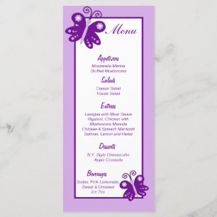 25 Menu Tags Purple Spring Time Butterfly
