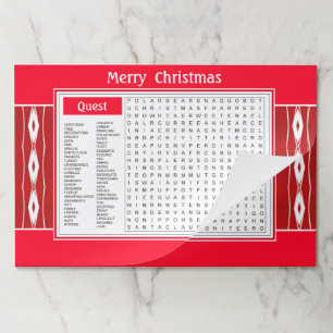 25 Merry Christmas Word Quest Paper Placemat