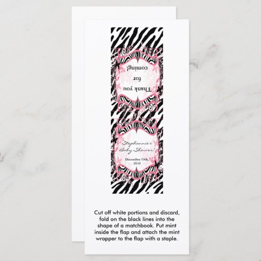 25 Mint Matchbooks Girly Butterfly Zebra Print (Front/Back)