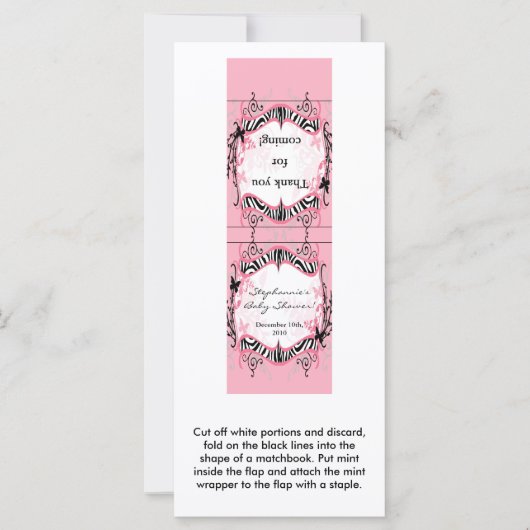 25 Mint Matchbooks Girly Butterfly Zebra Print (Front)