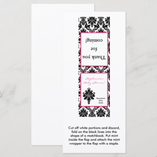 25 Mint Matchbooks Hot Pink Black Damask (Front/Back)