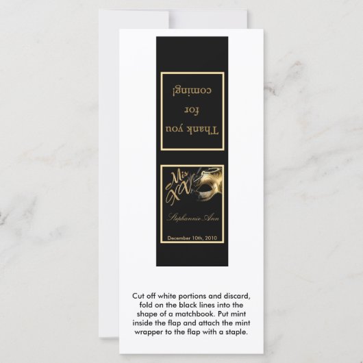25 Mint Matchbooks Mis XV Gold Black (Front)
