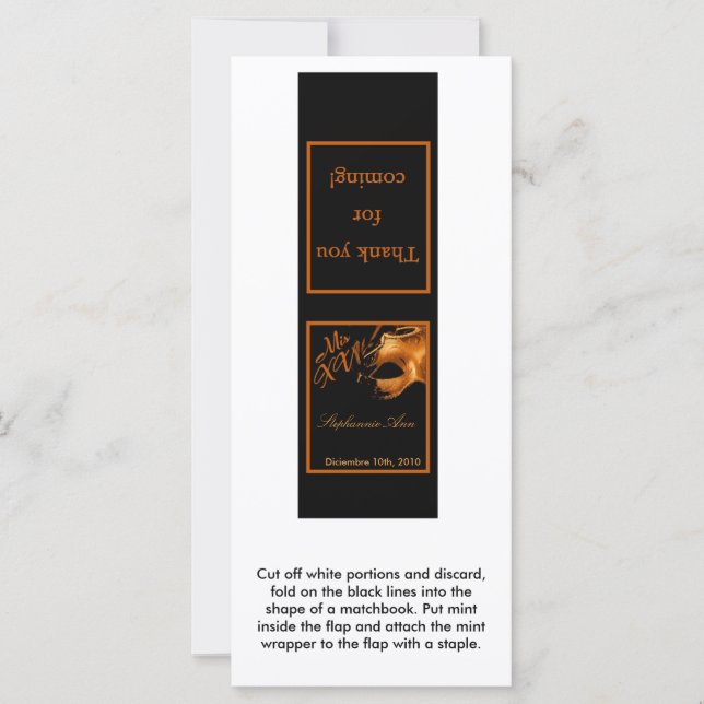 25 Mint Matchbooks Mis XV Orange Black (Front)