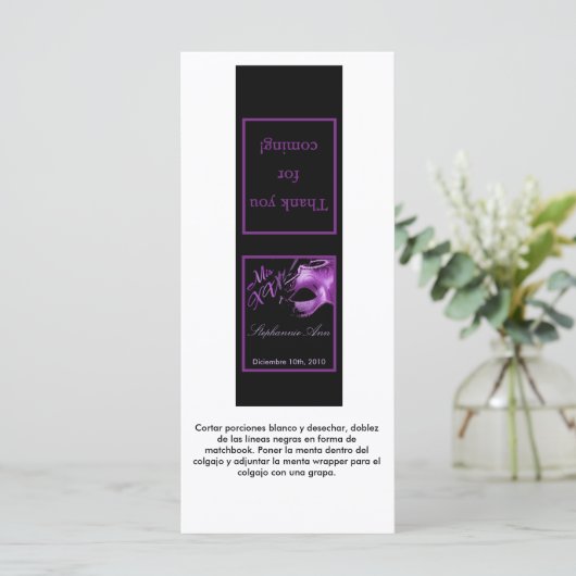 25 Mint Matchbooks Mis XV Purple Lilac Black (Standing Front)