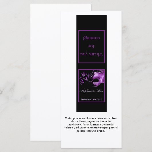 25 Mint Matchbooks Mis XV Purple Lilac Black (Front/Back)