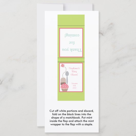25 Mint Matchbooks Tea Party Pink Pastel Cupcake (Front)