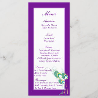 25 Modern Purple Peacock Wedding Menu Tags