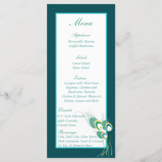 25 Modern Teal Peacock Wedding Menu Tags