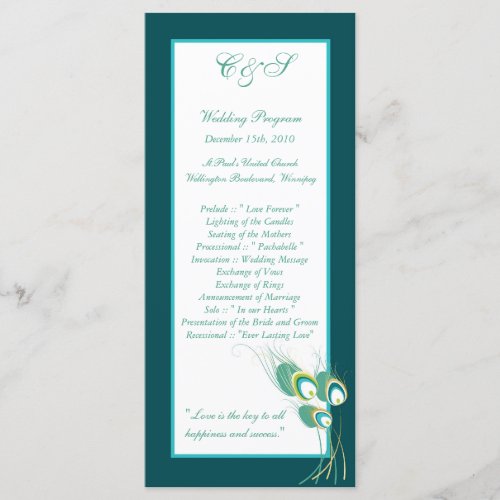 25 Modern Teal Peacock Wedding Programs