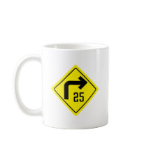 25 mph Right Curve Sign Classic Mug