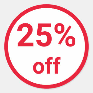 25% Off Bright Red Sale Ticket Classic Round Sticker