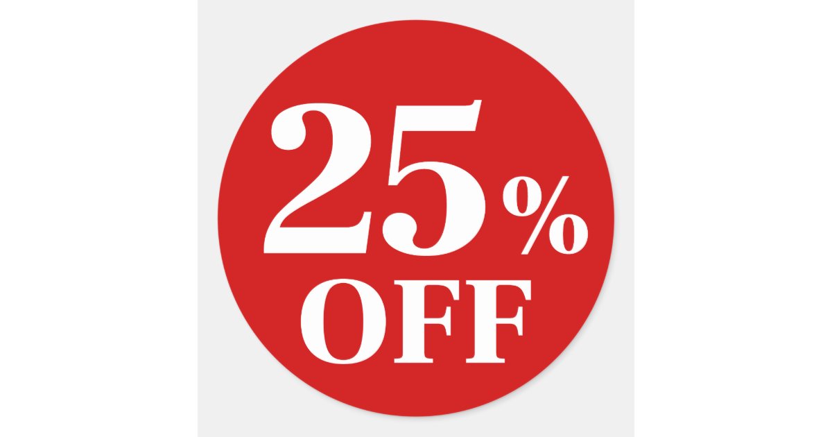 25% OFF Red Background Classic Round Sticker | Zazzle