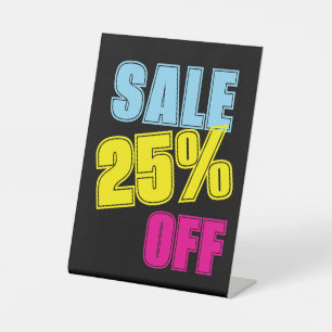 25% Off Sale Sign, Tabletop Counter Signage, Store Pedestal Sign