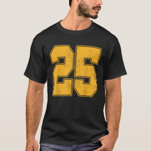 25 Outline Number 25 Varsity Fan Sports Team Gree T-Shirt