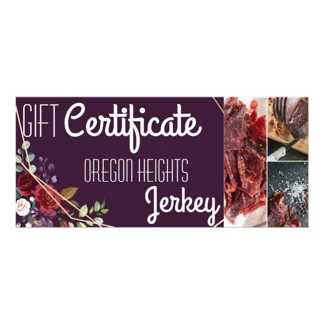 25 Pack Business Gift Certificate Plum Purple Rose (Front)