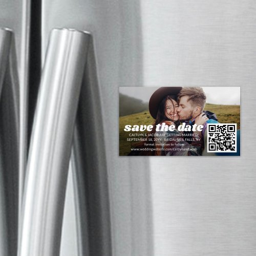 25 Pack Save the Dates Retro Wedding QR Code Photo Business Card Magnet