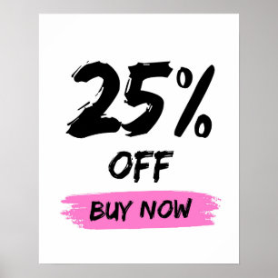 25 Percent Off Sale Sign, Large Boutique Sale Poster