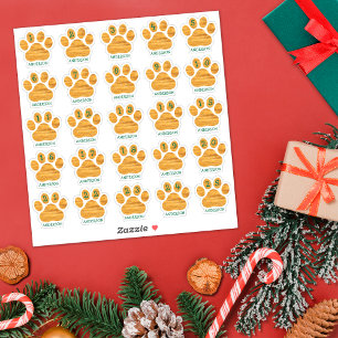 25 Personalized Days of December Dog Paw Advent  Sticker