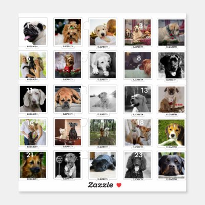 25 Personalized DOG ADVENT CALENDAR PHOTOS NAME Sticker