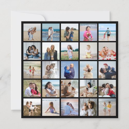 25 Photo Collage Editable Color Greeting Card