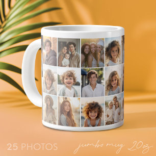 25 Photo Collage - Modern Minimal Grid Giant Coffee Mug