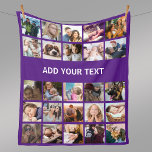 25 Photo Collage Purple Fleece Blanket<br><div class="desc">Add a personal touch to your home with this unique purple fleece blanket that offers a fun way to show off your most treasured photos. This customized collage template includes 25 of your favorite pictures of friends, family, or cherished pets, creating a visually striking and heartfelt keepsake. It would also...</div>