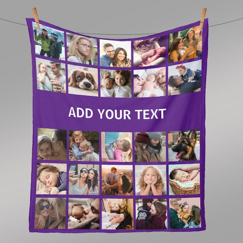 25 Photo Collage Purple Fleece Blanket