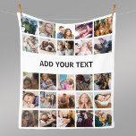 25 Photo Collage Template White Fleece Blanket<br><div class="desc">Add a personal touch to your home with this unique white fleece blanket that offers a fun way to show off your most treasured photos. This customized collage template includes 25 of your favorite pictures of friends, family, or cherished pets, creating a visually striking and heartfelt keepsake. It would also...</div>