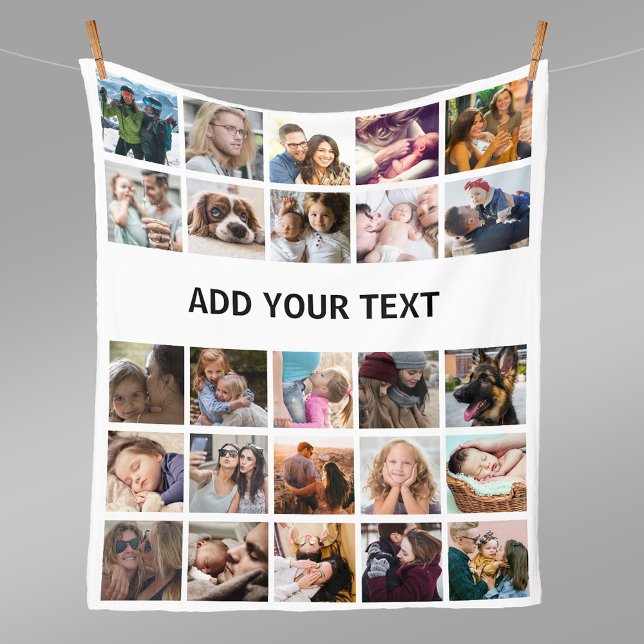 25 Photo Collage Template White Fleece Blanket (Creator Uploaded)