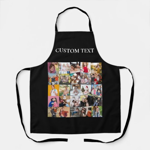 25 Photos Collage Grid with Custom Text Black Apron
