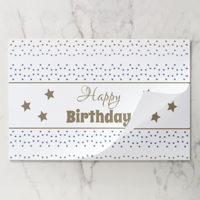25 Piece Happy Birthday Paper Placemats With Stars (Folded)