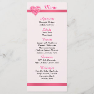25 Pink Confetti Heart Spring Menu Cards