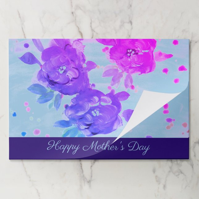 25 Purple and Royal Rose Paper Place Mats (Folded)