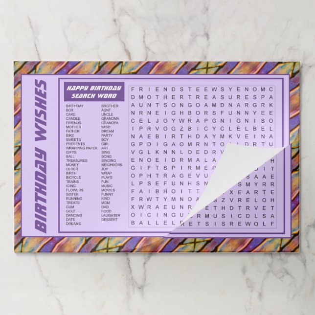 25 Purple Birthday Placemats (Folded)