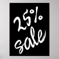 25% Sale Sign, 18x24 Black and White Sale