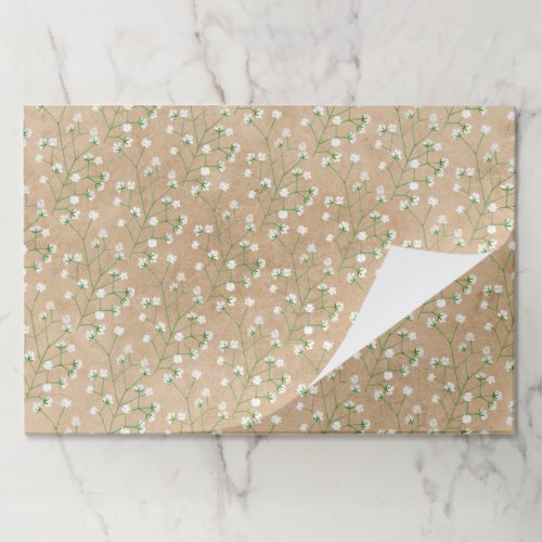 25 Sheets Babys Breath Cute Boho Wedding Wrapping Paper Pad