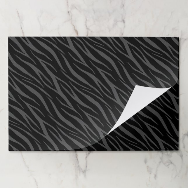    25 Sheets Black & Grey Zebra Business Gift Wrap Paper Pad (Folded)