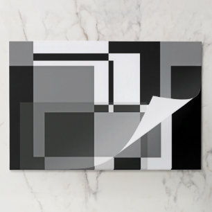  25 Sheets Black White Abstract Geometric Wrapping Paper Pad