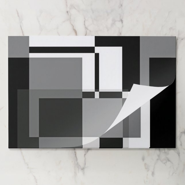  25 Sheets Black White Abstract Geometric Wrapping Paper Pad (Folded)