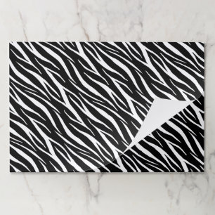 25 Sheets Black & White Zebra Business Gift Wrap Paper Pad