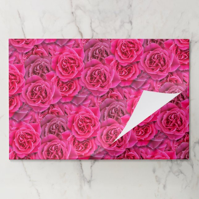 25 Sheets Bold Pink Rose Pattern Business Wrapping Paper Pad (Folded)