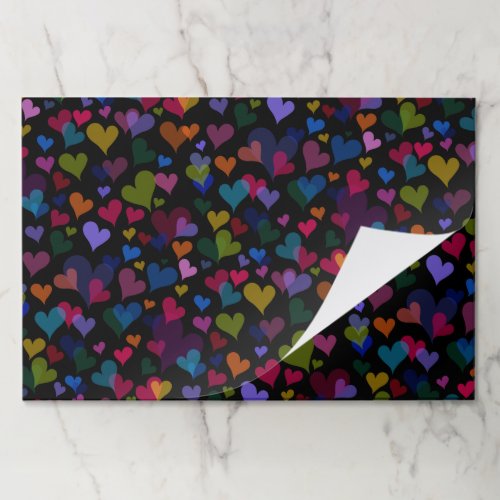 25 Sheets Cute Black Colorful Heart Print Wrapping Paper Pad