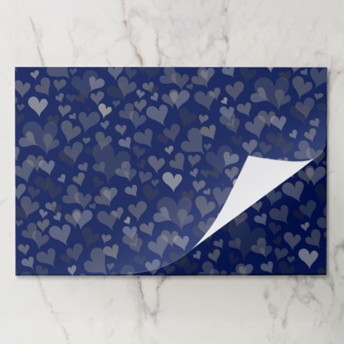  25 Sheets Cute Navy Blue Heart Pattern Gift Wrap Paper Pad
