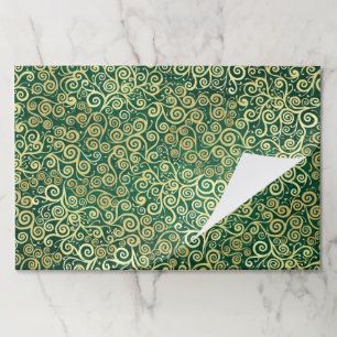   25 Sheets Emerald & Gold Lacy Business Gift Wrap Paper Pad