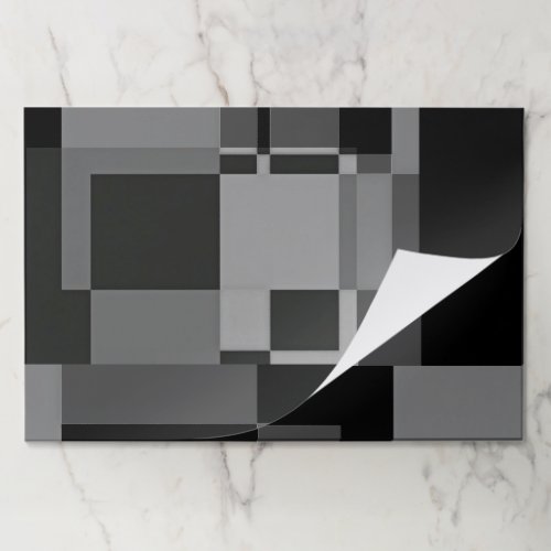 25 Sheets Grey  Black Abstract Geometric Wrapping Paper Pad