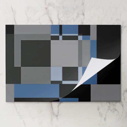 25 Sheets Grey  Blue Abstract Geometric Wrapping Paper Pad
